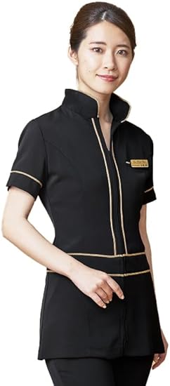 衿付ノワールチュニック（M）（黒）S-5　フリルチュニック Amazon.co.jp: [モードルイーズ] レディース エステユニフォーム
